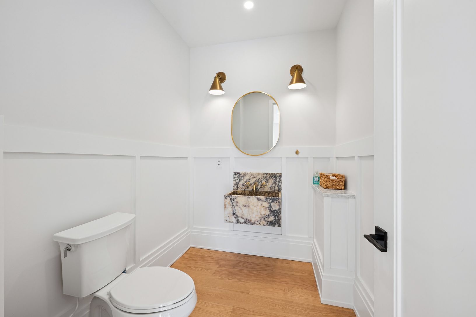  Powder Room with Floating Marble Vanity