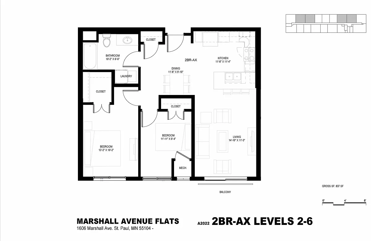 Floor plan 2 Bedroom (AX 60)