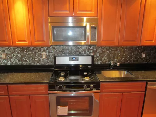 42 inch cabinetry, , dishwasher, stainless steel appliances, gas cooking, granite countertops - 3685 John F Kennedy Blvd #1