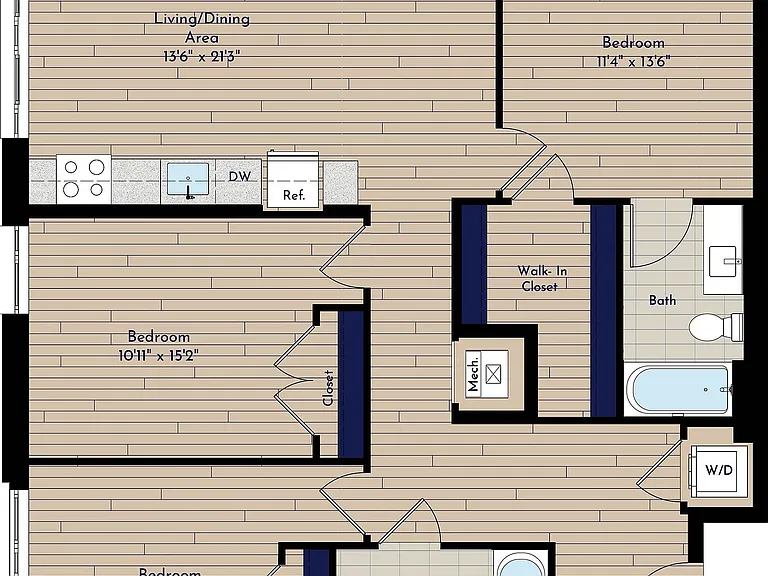 B 3BR-B1 70 Three Bedroom Floor Plan B 3BR-B1 70 Three Bedroom Floor Plan