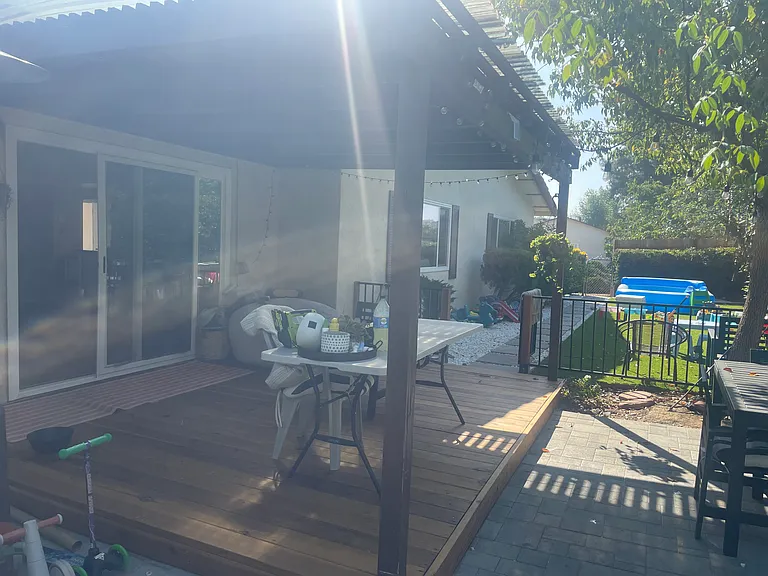 Redwood Deck with Trellis leading into Living Room