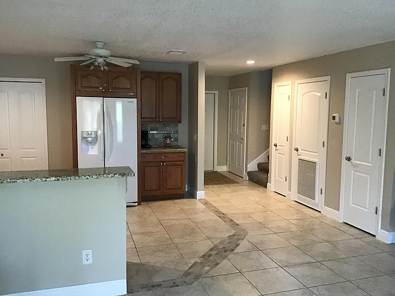 Looking from dining area to front door