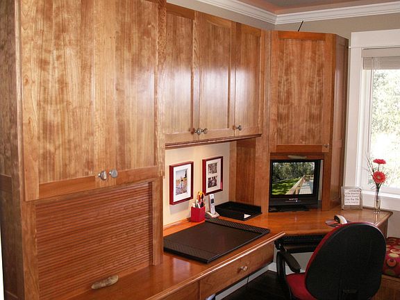 Built in custom cherry office with view