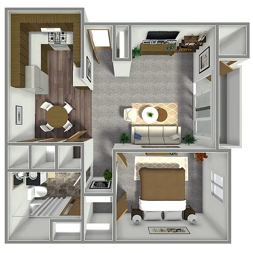 Floor plan 1 Bedroom, 1 Bathroom - 750 SF