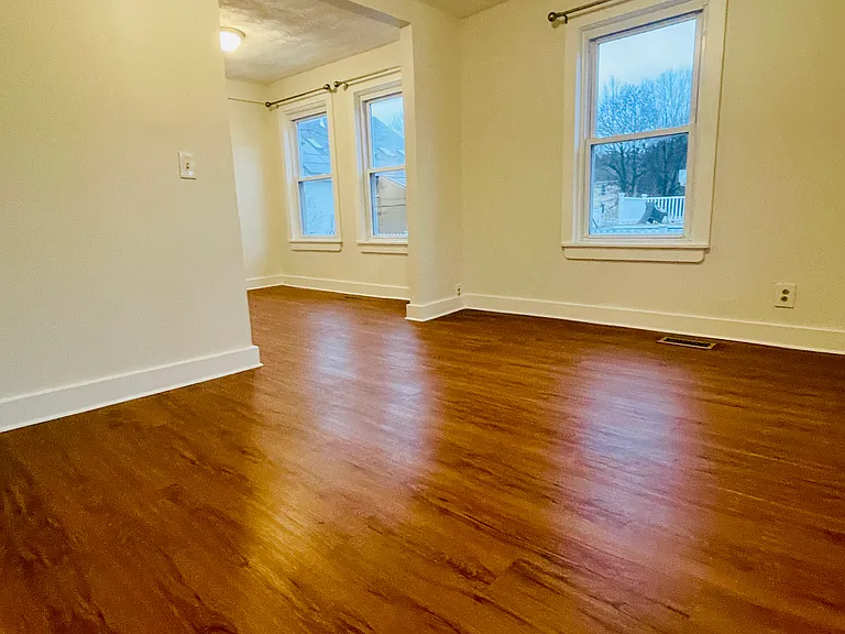 Freshly painted living room at front of house