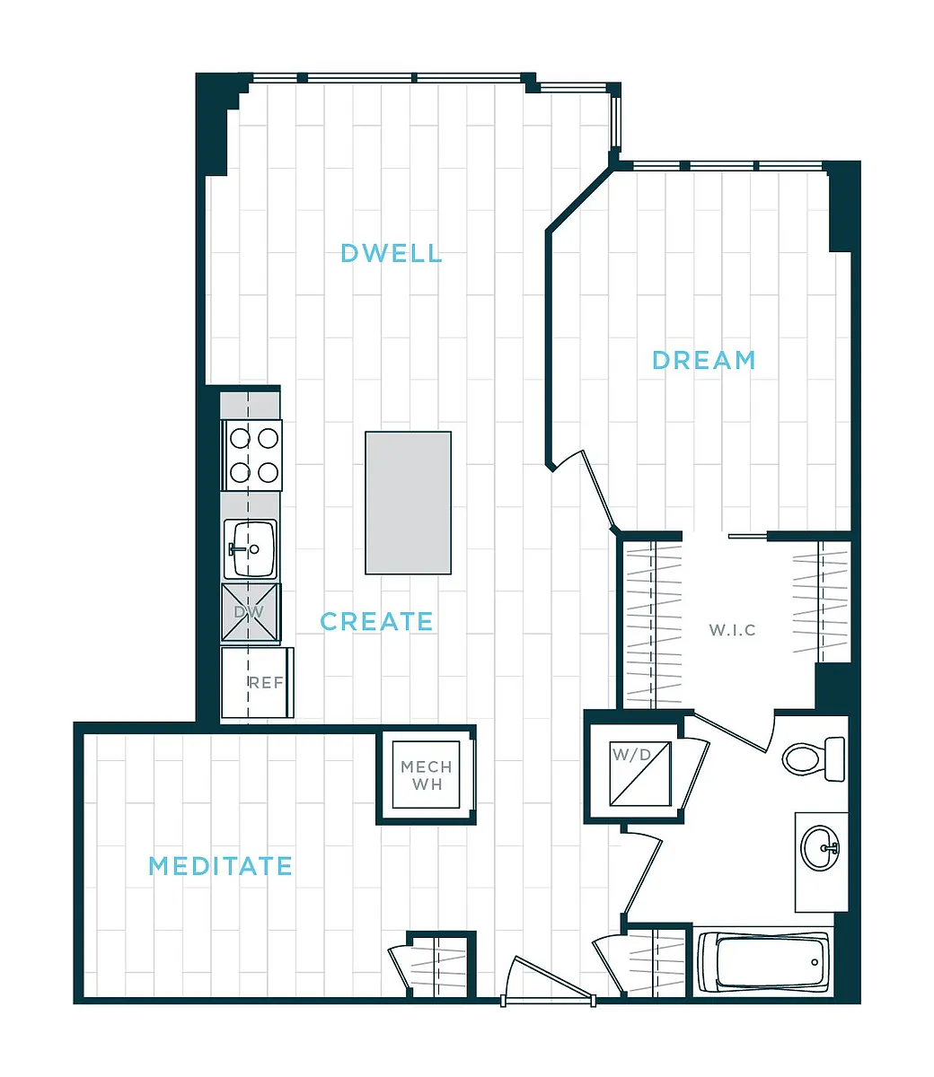 Floor plan 1 Bed/1 Bath Den sl-ad12