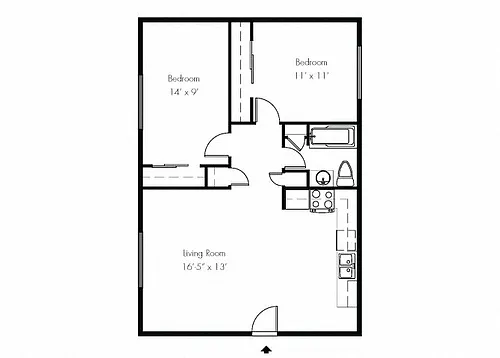 Floor plan Large Two bedroom one bath