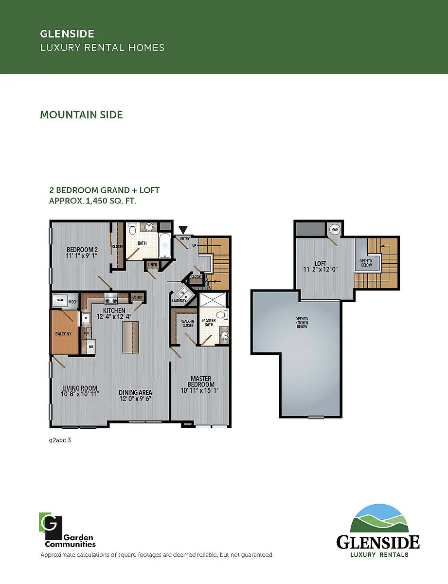 Floor plan $2.44/sq.ft. - Two Bedroom Grand Corner Loft
