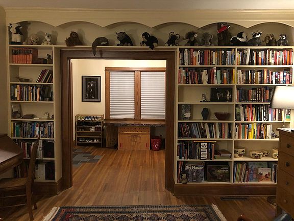 Built-in bookshelves in living room