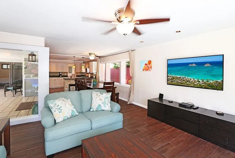 Living room with open kitchen