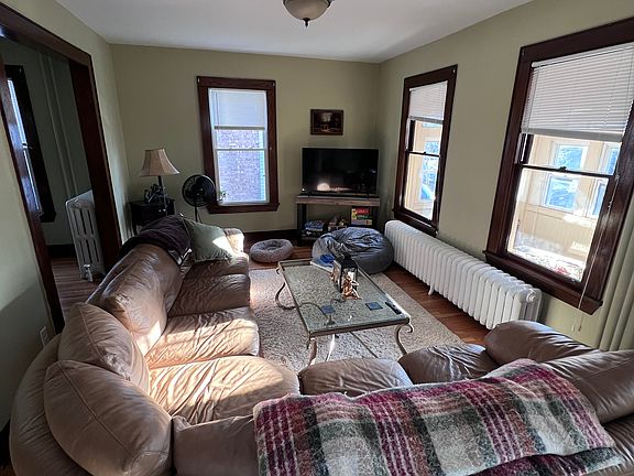 Living room with large leather sectional