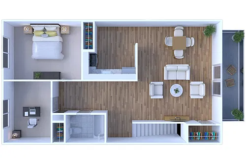 Floor plan 1BR - 1BTH DLX