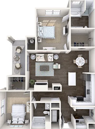 Two Bedroom Two Bath (1234 SF) Two Bedroom Two Bath (1234 SF)