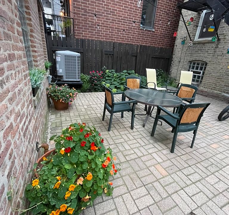 courtyard outside the coach house door