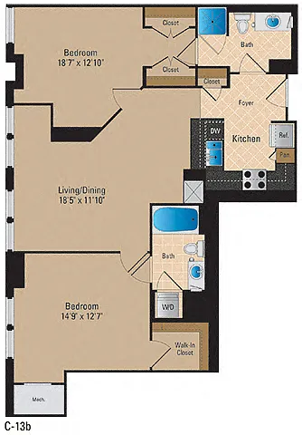Floor plan 2 Bedroom, 2 Bath 1082 SF B5