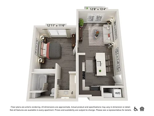 Floor plan 1 Bedroom 626