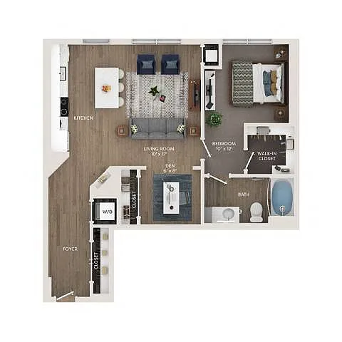 Floor plan A14 - One Bedroom + Den