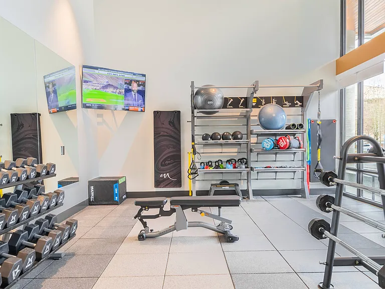 Free Weights and TRX Station in the Fitness Center