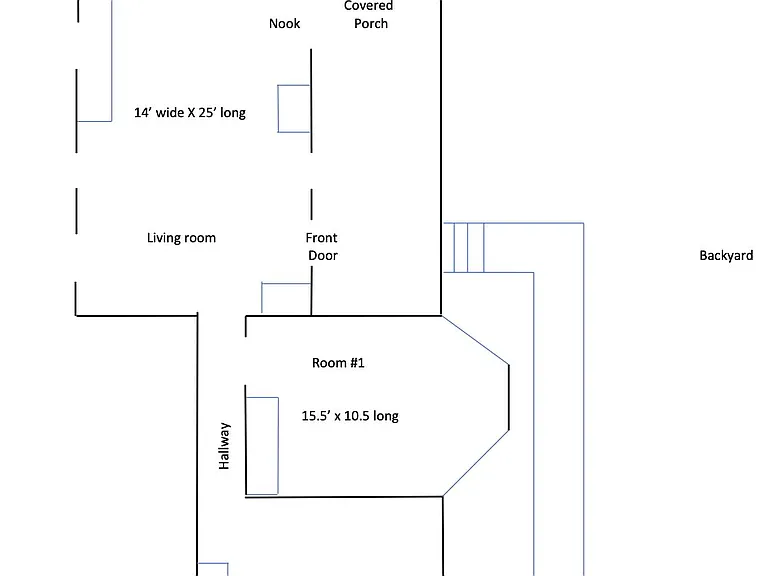 Floor plan for 410 1/2 South Railroad St.