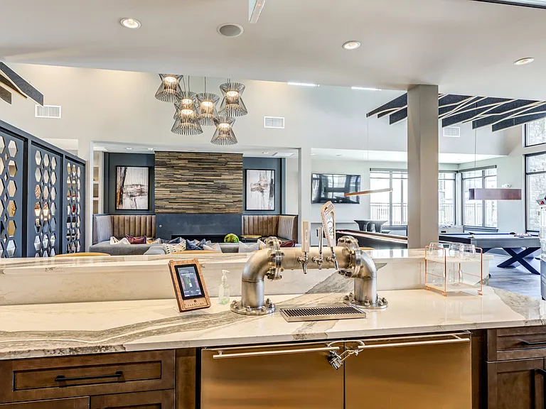 Complimentary beer and wine taps in the Clubhouse Cafe