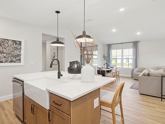 Island with pendant lighting