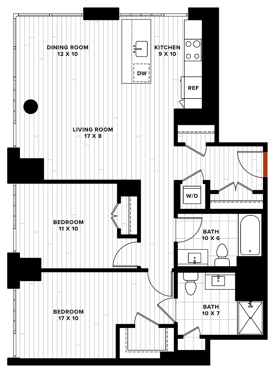 Floor plan 2 Bed/2 Bath-2S