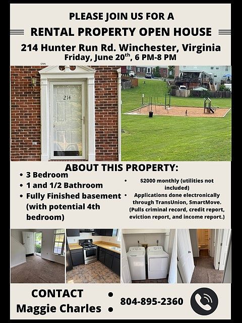 Rental Property Open House
Friday, June 20th, 6PM - 8PM