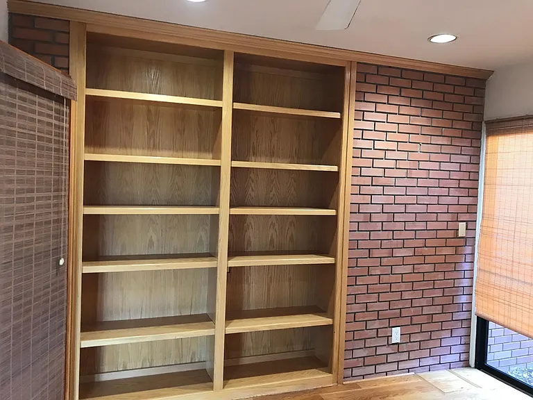 Office with patio and floor safe