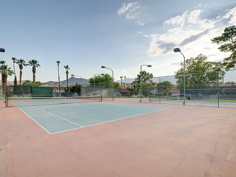 2 tennis courts with lights.
