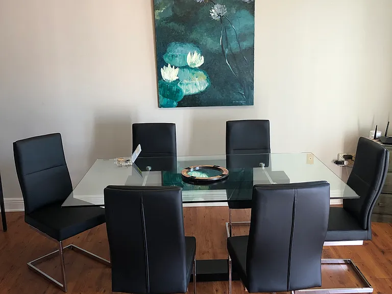 new dining room set with glass table top