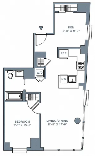 Floor plan 1 Bed_1 Bath-52-60 G