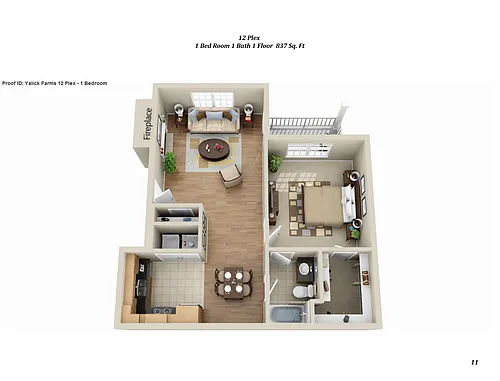 Floor plan 12 Plex 1BR