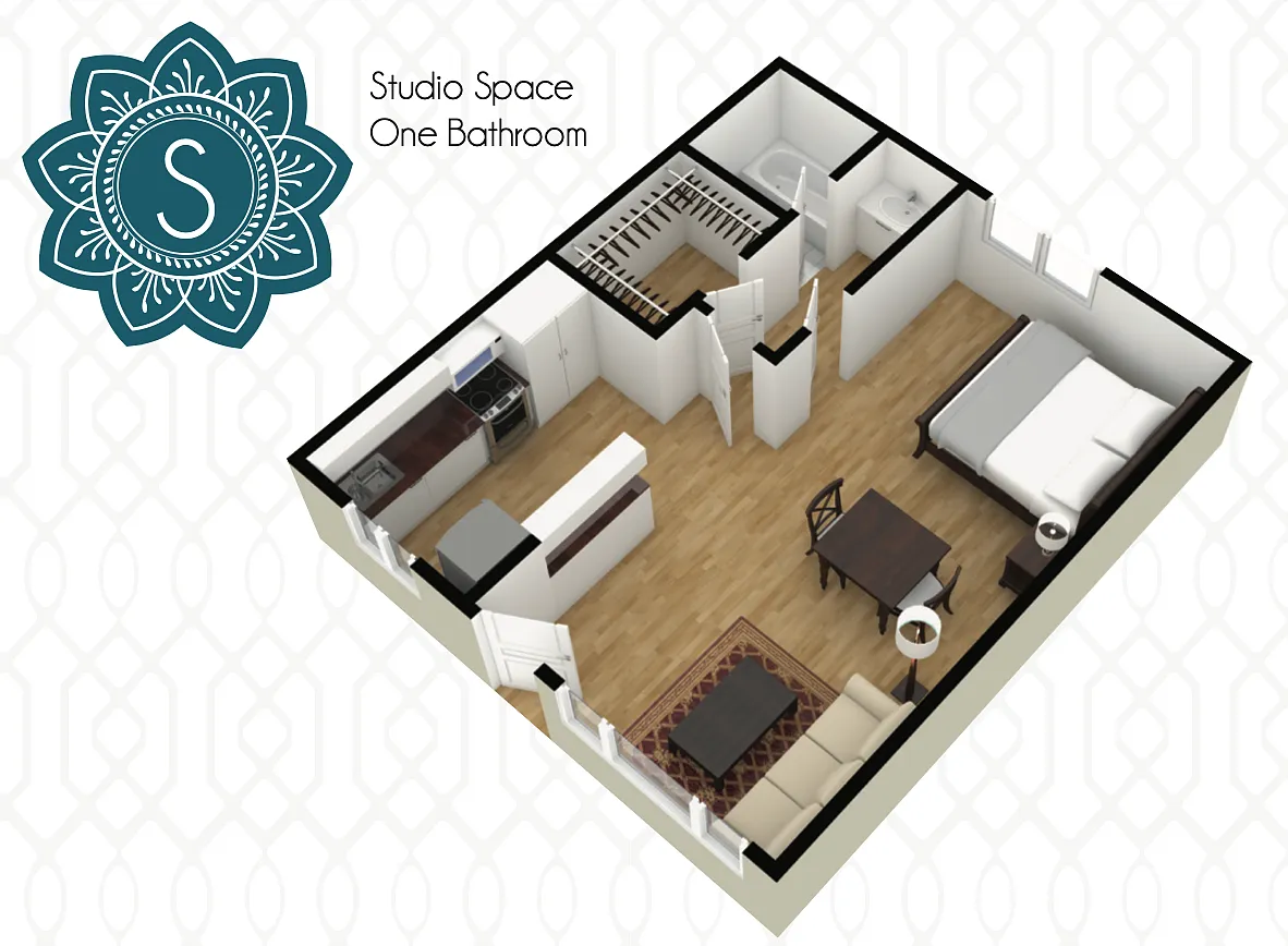 Floor plan Studio with Walk-In Closet
