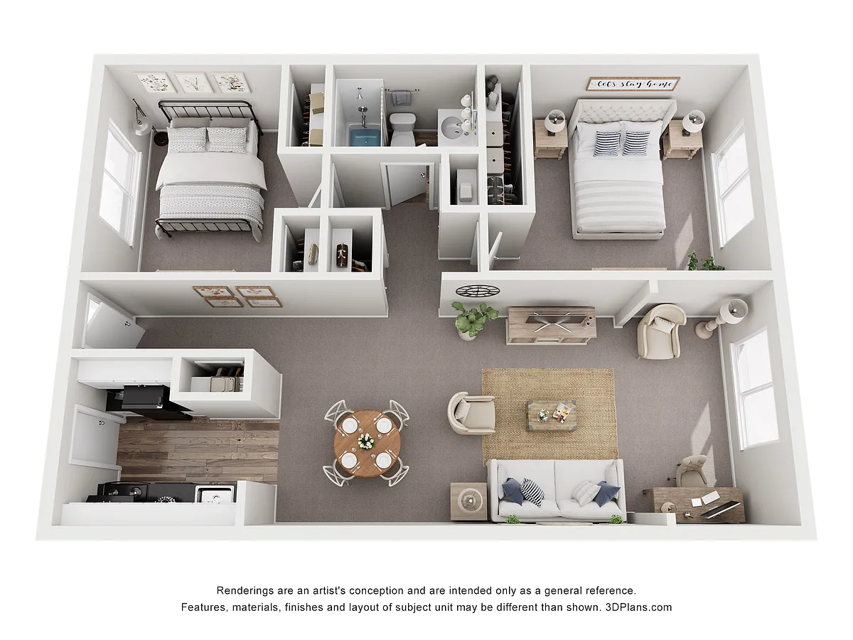 Floor plan 2 Bedroom, 1 Bath