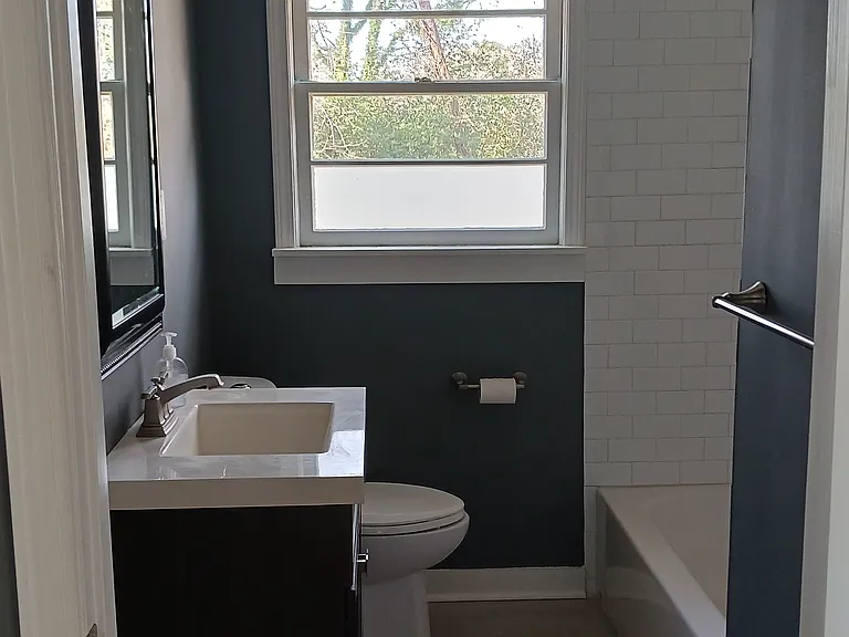 Main bathroom: shower and tub.