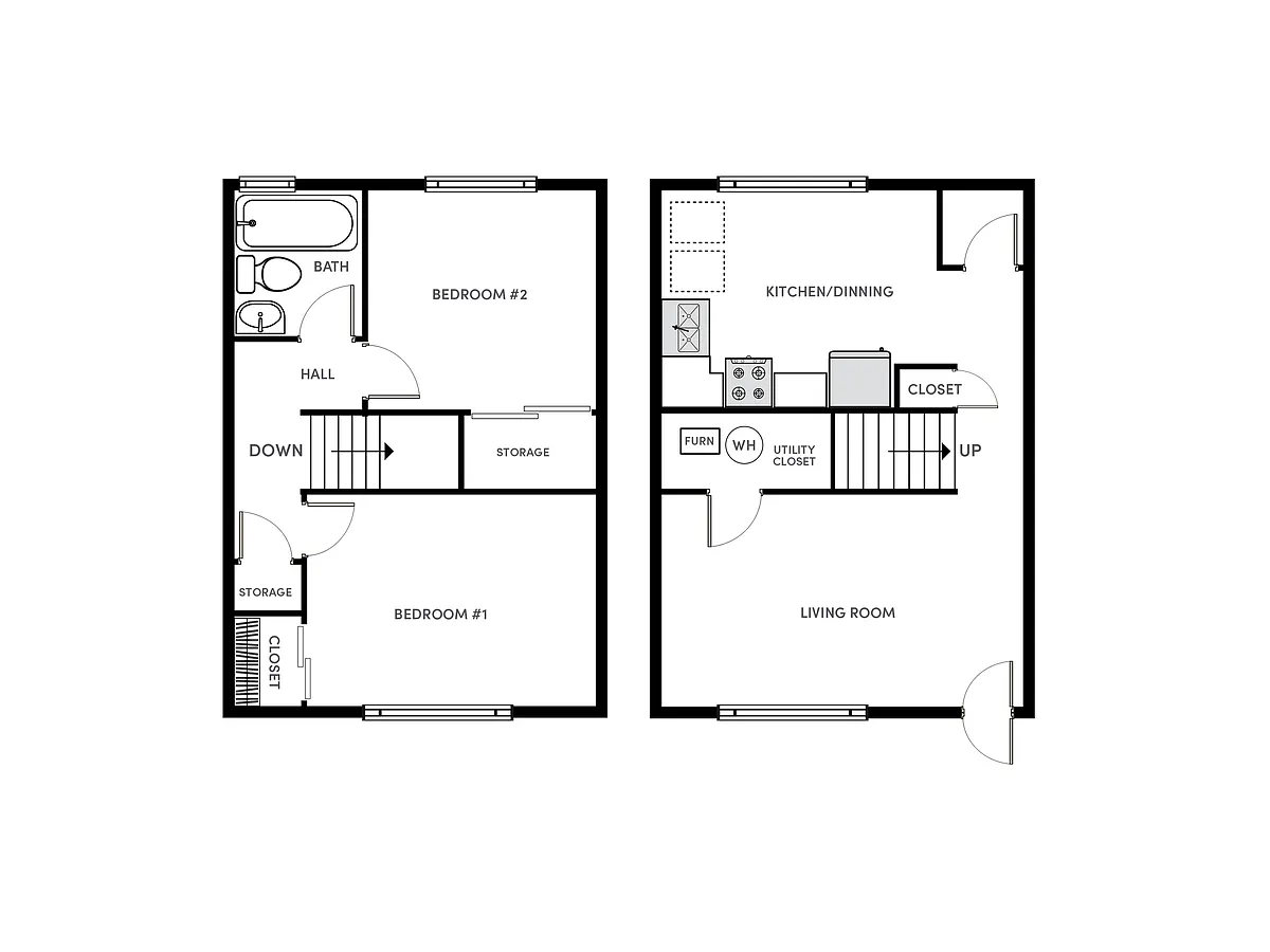 Floor plan 2 BR, 1 BA - Premium Plus