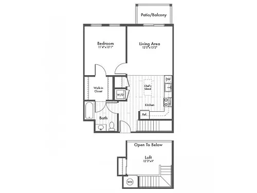Floor plan A4L One Bedroom with Loft