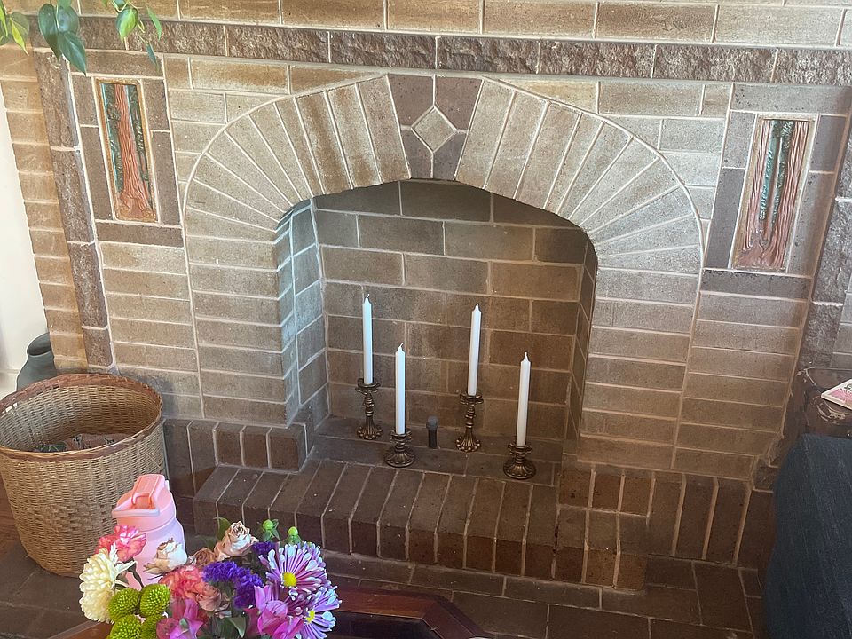 Fireplace with notable Batchelder tiles