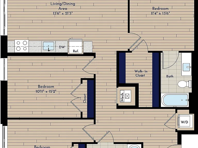 B 3BR-B1 70 Three Bedroom Floor Plan B 3BR-B1 70 Three Bedroom Floor Plan