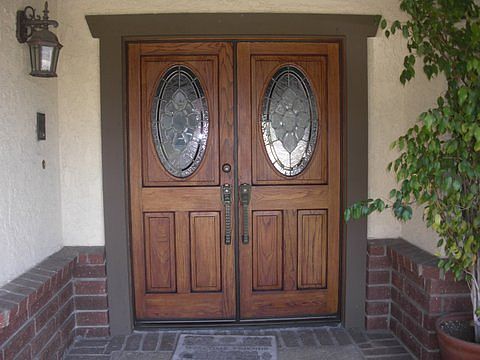 Stained glass wood doors