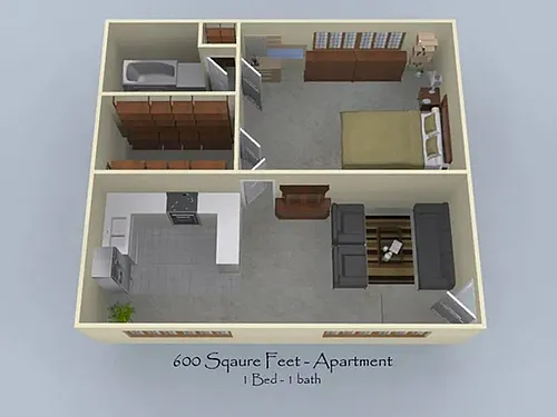 Floor plan 1 bedroom 1 bath