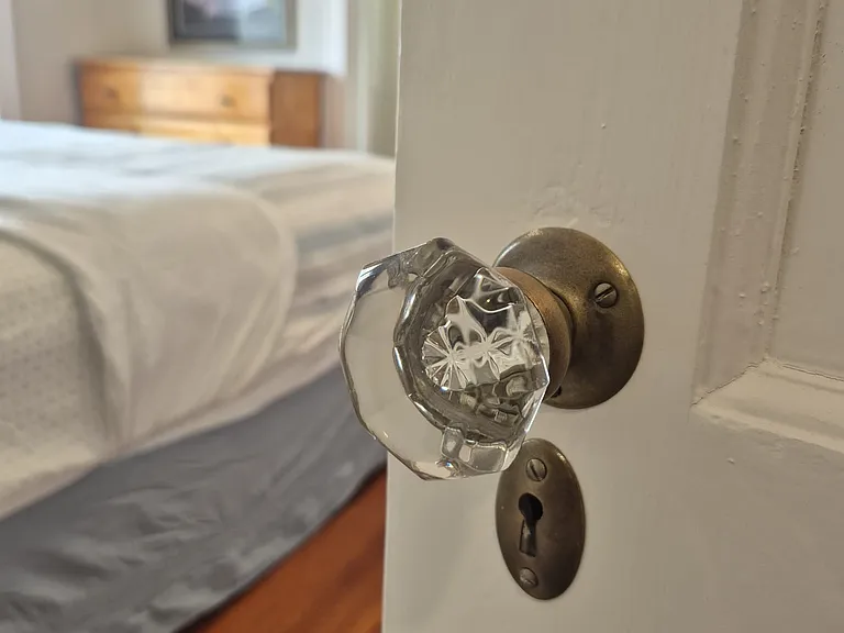 Entry to bedroom is keyed. Private skeleton key provided.