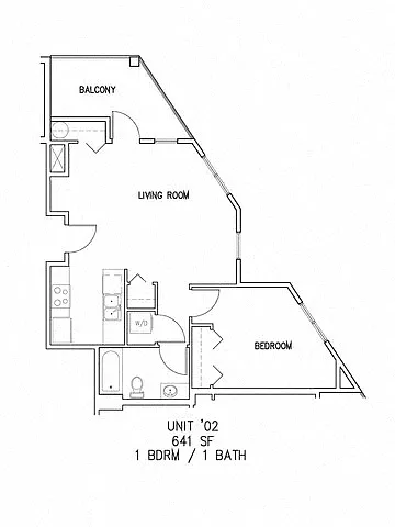 Floor plan 1x1 W/D