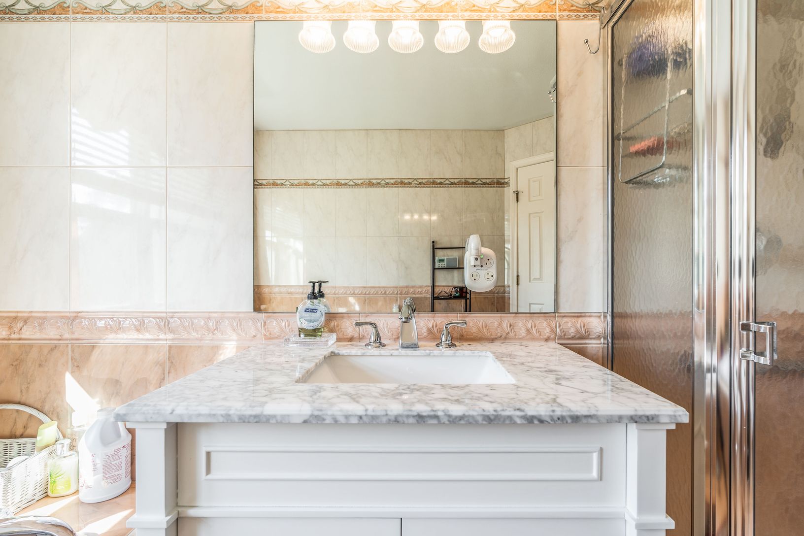  Primary bathroom with stand alone shower and tub