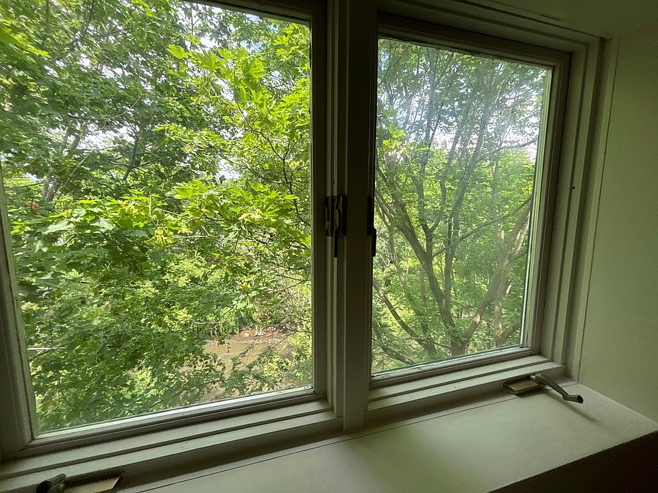 Hallway windows overlooking creek