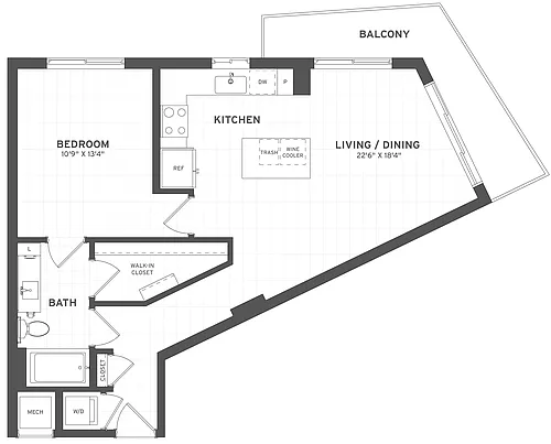 Floor plan 1 Bed/1 Bath-A3