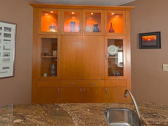 Lots of storage space in the customized cabinetry.