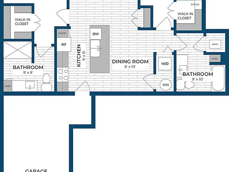 Floor Plan 2B | Seasons at Spring Street | Apartments in Mount Pleasant, WI Floor Plan 2B | Seasons at Spring Street | Apartments in Mount Pleasant, WI