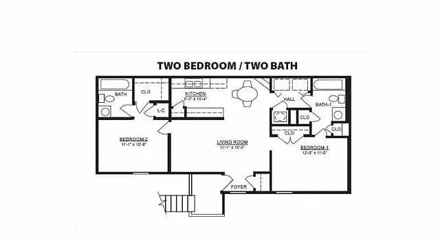 Floor plan 2 BR 2 BA