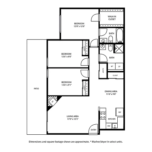 Floor plan 3 Bedroom / 2 Bath